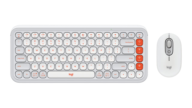 Logitech POP Icon Combo keyboard Mouse included Universal Bluetooth QWERTY English Orange, White