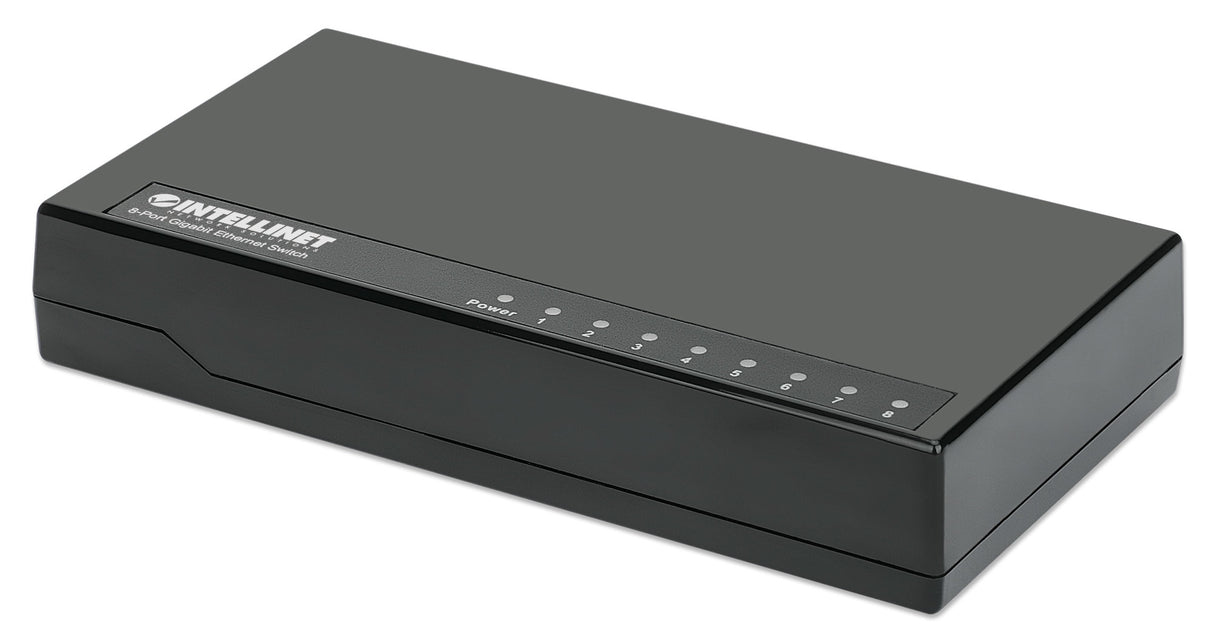 Intellinet 8-Port Gigabit Ethernet Switch, Desktop Size, Plastic, IEEE 802.3az (Energy Efficient Ethernet), Black
