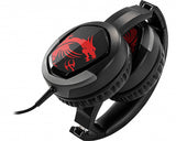 MSI IMMERSE GH30 Gaming Headset 'Black with Iconic Dragon Logo, Wired Inline Audio with splitter accessory, 40mm Drivers, detachable Mic, easy foldable design'