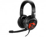 MSI IMMERSE GH30 Gaming Headset 'Black with Iconic Dragon Logo, Wired Inline Audio with splitter accessory, 40mm Drivers, detachable Mic, easy foldable design'