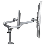 StarTech.com Desk Mount Dual Monitor Arm - Premium Articulating Monitor Arm - up to 27" (17.6lb/8kg) VESA Mount Displays - Height Adjustable Monitor Mount - Rotate/Tilt/Swivel - Clamp/Grommet - Silver - TAA