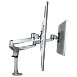 StarTech.com Desk Mount Dual Monitor Arm - Premium Articulating Monitor Arm - up to 27" (17.6lb/8kg) VESA Mount Displays - Height Adjustable Monitor Mount - Rotate/Tilt/Swivel - Clamp/Grommet - Silver - TAA