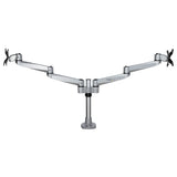 StarTech.com Desk Mount Dual Monitor Arm - Premium Articulating Monitor Arm - up to 27" (17.6lb/8kg) VESA Mount Displays - Height Adjustable Monitor Mount - Rotate/Tilt/Swivel - Clamp/Grommet - Silver - TAA
