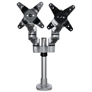 StarTech.com Desk Mount Dual Monitor Arm - Premium Articulating Monitor Arm - up to 27" (17.6lb/8kg) VESA Mount Displays - Height Adjustable Monitor Mount - Rotate/Tilt/Swivel - Clamp/Grommet - Silver - TAA