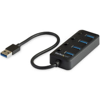 StarTech.com 4 Port Bus Powered USB Hub with Individual On/Off Switches, USB 3.0 (5Gbps) Expansion Hub, Desktop/Laptop USB-A to USB-A Splitter