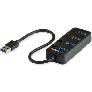 StarTech.com 4 Port Bus Powered USB Hub with Individual On/Off Switches, USB 3.0 (5Gbps) Expansion Hub, Desktop/Laptop USB-A to USB-A Splitter