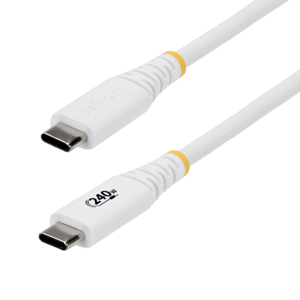 StarTech.com 6ft (1.8m) USB-C Charging Cable, Durable and Ultra-Flexible, 240W (5A) PD EPR, USB 2.0 Laptop Charger Cable, USB-IF Certified, Rugged USB-C Charging Cord - White