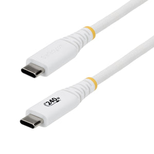 StarTech.com 10ft (3m) USB-C Charging Cable, Durable and Ultra-Flexible, 240W (5A) PD EPR, USB 2.0 Laptop Charger Cable, USB-IF Certified, Rugged USB-C Charging Cord - White