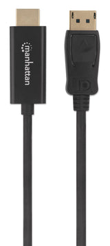 Manhattan DisplayPort 1.1 to HDMI Cable, 1080p@60Hz, 1.8m, Male to Male, DP With Latch, Black, Not Bi-Directional, Three Year Warranty