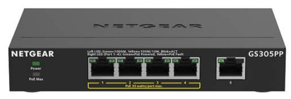 NETGEAR GS305PP Gigabit Ethernet (10/100/1000) Power over Ethernet (PoE) Black
