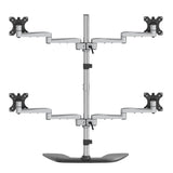 StarTech.com Desktop Quad Monitor Stand - Ergonomic VESA 4 Monitor Arm (2x2) up to 32" (17.6lb/8kg) - Free Standing Articulating Universal Pole Mount - Height Adjustable/Tilt/Swivel/Rotate - Silver
