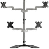 StarTech.com Desktop Quad Monitor Stand - Ergonomic VESA 4 Monitor Arm (2x2) up to 32" (17.6lb/8kg) - Free Standing Articulating Universal Pole Mount - Height Adjustable/Tilt/Swivel/Rotate - Silver