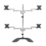 StarTech.com Desktop Quad Monitor Stand - Ergonomic VESA 4 Monitor Arm (2x2) up to 32" (17.6lb/8kg) - Free Standing Articulating Universal Pole Mount - Height Adjustable/Tilt/Swivel/Rotate - Silver