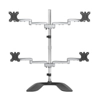 StarTech.com Desktop Quad Monitor Stand - Ergonomic VESA 4 Monitor Arm (2x2) up to 32" (17.6lb/8kg) - Free Standing Articulating Universal Pole Mount - Height Adjustable/Tilt/Swivel/Rotate - Silver
