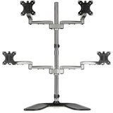StarTech.com Desktop Quad Monitor Stand - Ergonomic VESA 4 Monitor Arm (2x2) up to 32" (17.6lb/8kg) - Free Standing Articulating Universal Pole Mount - Height Adjustable/Tilt/Swivel/Rotate - Silver
