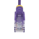 StarTech.com 7ft Purple Slim CAT6 Ethernet Cable, Snagless, 100W PoE, UTP, LSZH, 28AWG Pure Bare Copper Wire, Slim RJ45 Network Patch Cord w/Strain Reliefs, Individually Tested