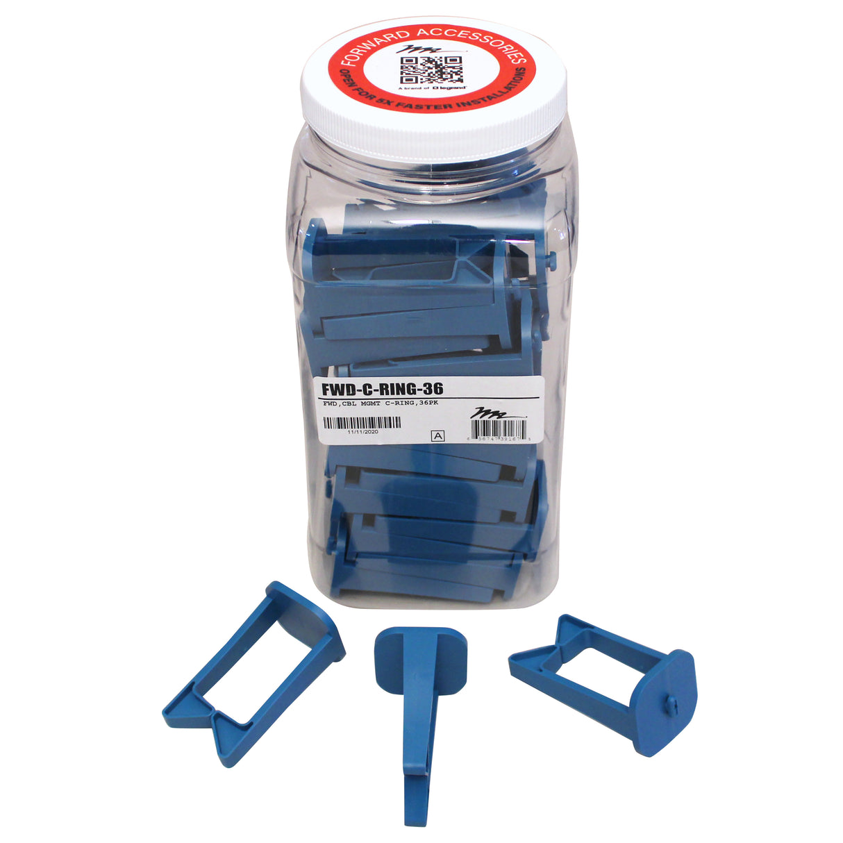 Middle Atlantic Forward C Style Ring Cable Management - 36 Pieces