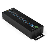 StarTech.com 10-Port USB 3.0 Hub with Power Adapter - Metal Industrial USB-A Hub with ESD & 350W Surge Protection - Din/Wall/Desk Mountable - High Speed USB 3.2 Gen 1 (5Gbps) Hub - TAA