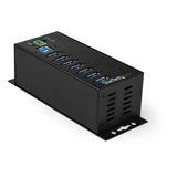 StarTech.com 7-Port USB 3.0 Hub with Power Adapter - Metal Industrial USB-A Hub with ESD & 350W Surge Protection - Din/Wall/Desk Mountable - High Speed USB 3.2 Gen 1 (5Gbps) Hub - TAA