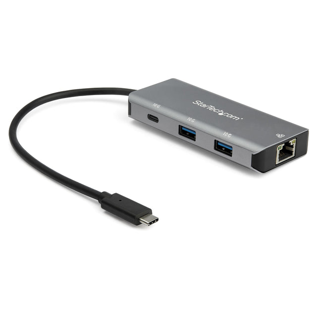 StarTech.com 3 Port USB C Hub with Gigabit Ethernet RJ45 GbE Port - 2x USB-A, 1x USB-C - SuperSpeed 10Gbps USB 3.2 Gen 2 Type C Hub Adapter - USB Bus Powered - Aluminum - Works w/TB3 - TAA
