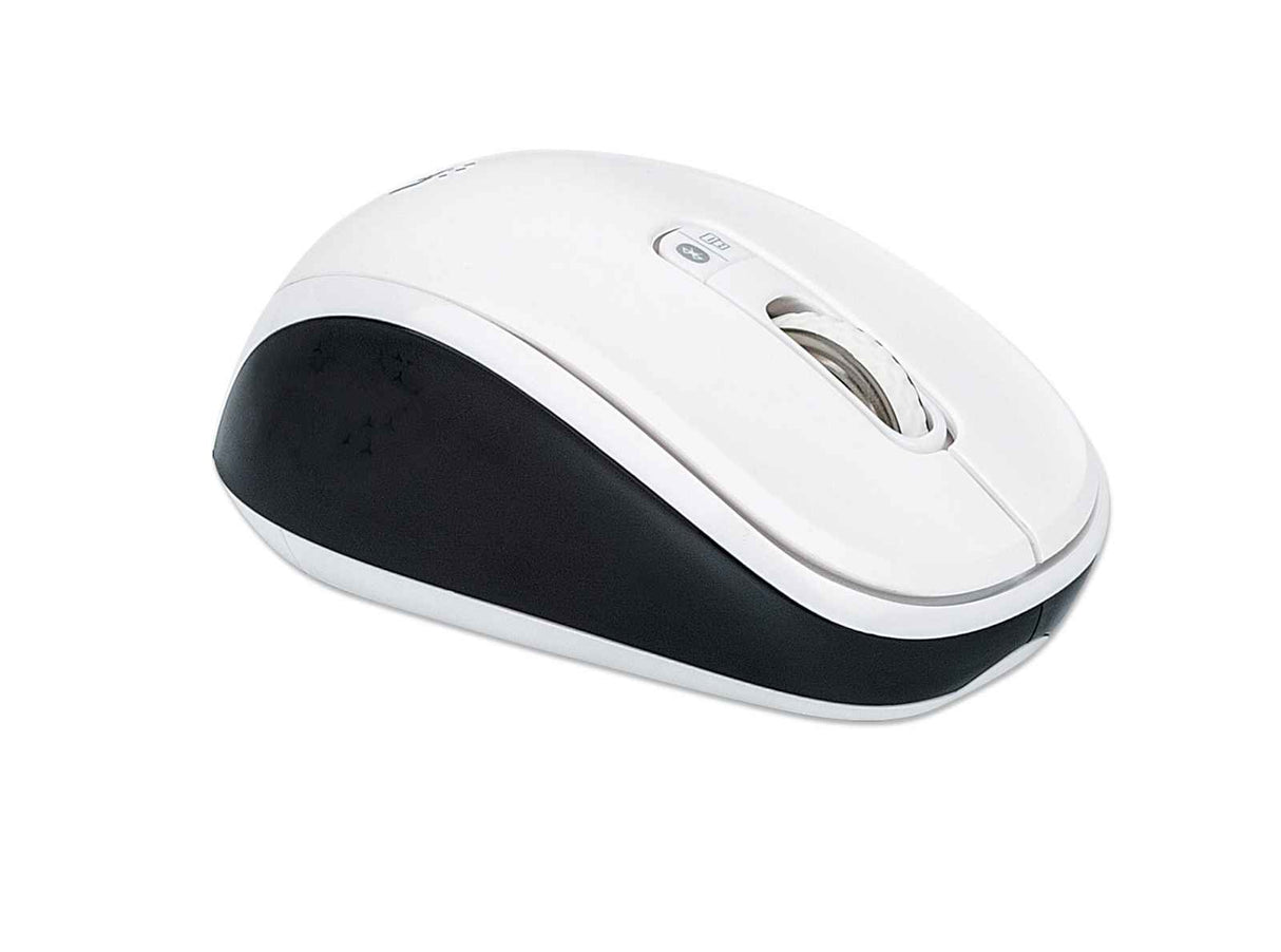 Manhattan Dual-Mode Mouse, Bluetooth 4.0 and 2.4 GHz Wireless, 800/1200/1600 dpi, Three Buttons With Scroll Wheel, Black & White, Three Year Warranty, Box