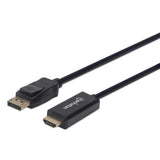 Manhattan DisplayPort 1.1 to HDMI Cable, 1080p@60Hz, 1m, Male to Male, DP With Latch, Black, Not Bi-Directional, Three Year Warranty