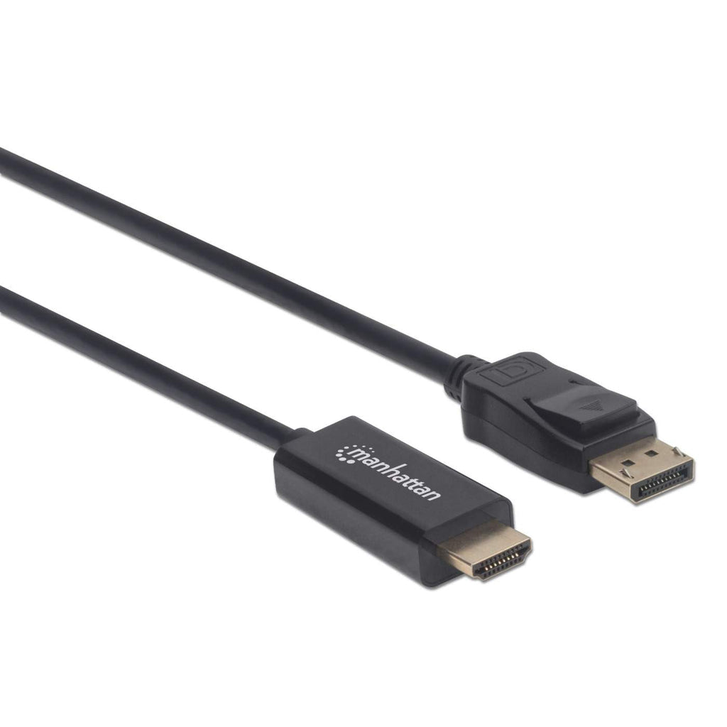 Manhattan DisplayPort 1.2 to HDMI Cable, 4K@60Hz, 1m, Male to Male, DP With Latch, Black, Not Bi-Directional, Three Year Warranty, Equivalent to 3F-DP-HDMI-4K60-HDR