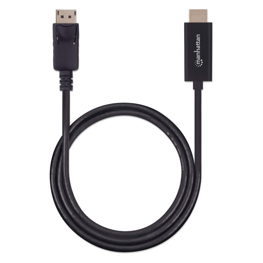 Manhattan DisplayPort 1.2 to HDMI Cable, 4K@60Hz, 1m, Male to Male, DP With Latch, Black, Not Bi-Directional, Three Year Warranty, Equivalent to 3F-DP-HDMI-4K60-HDR