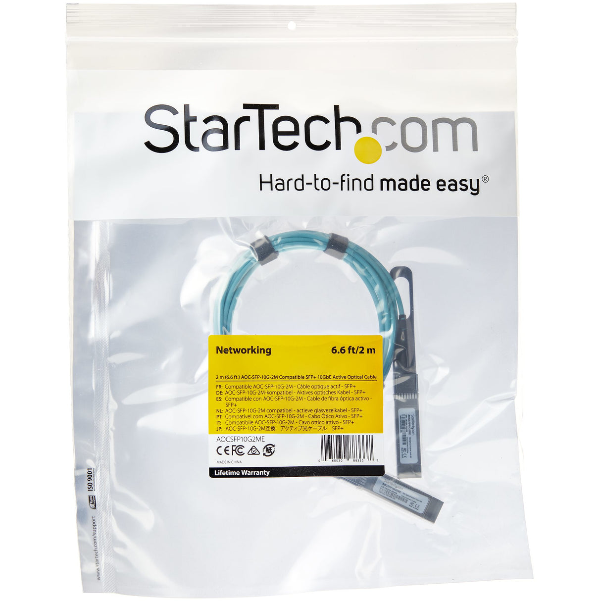 StarTech.com Dell EMC AOC-SFP-10G-2M Compatible 2m/6.5ft 10G SFP+ to SFP+ AOC Cable - 10GbE SFP+ Active Optical Fiber - 10Gbps SFP Plus/Mini GBIC/Transceiver Module Cable - Z9100