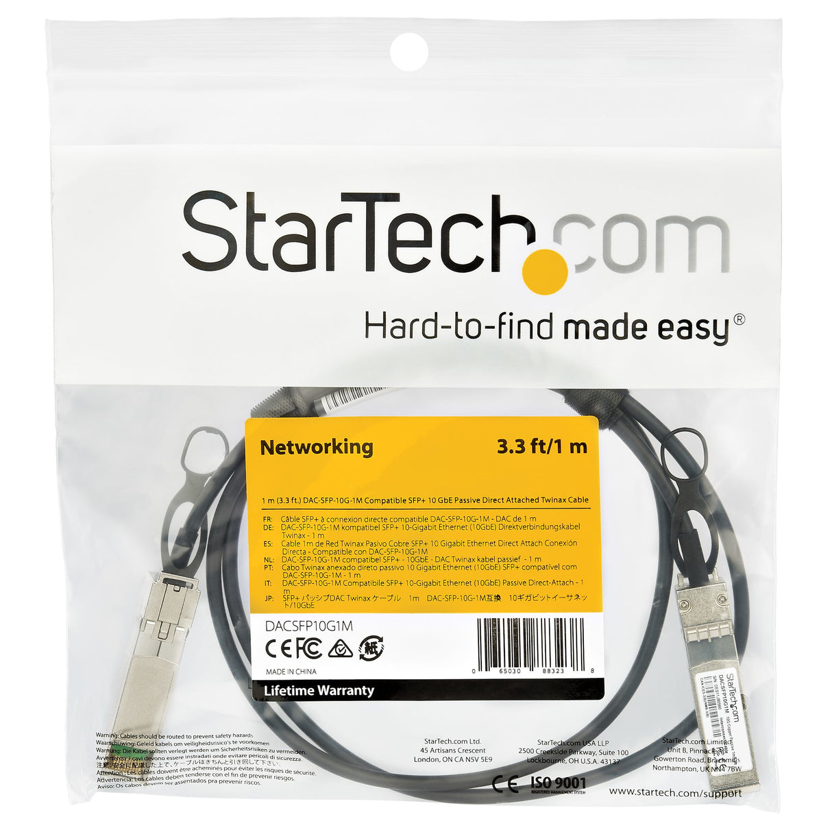 StarTech.com Dell EMC DAC-SFP-10G-1M Compatible 1m 10G SFP+ to SFP+ Direct Attach Cable Twinax - 10GbE SFP+ Copper DAC 10 Gbps Low Power Passive Mini GBIC/Transceiver Module DAC