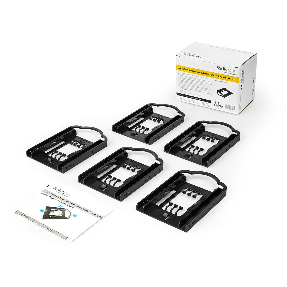 StarTech.com 5 Pack - 2.5” SDD/HDD Mounting Bracket for 3.5 Drive Bay