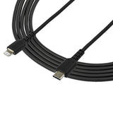 StarTech.com 6 foot (2m) Durable Black USB-C to Lightning Cable - Heavy Duty Rugged Aramid Fiber USB Type C to Lightning Charger/Sync Power Cord - Apple MFi Certified iPad/iPhone 12