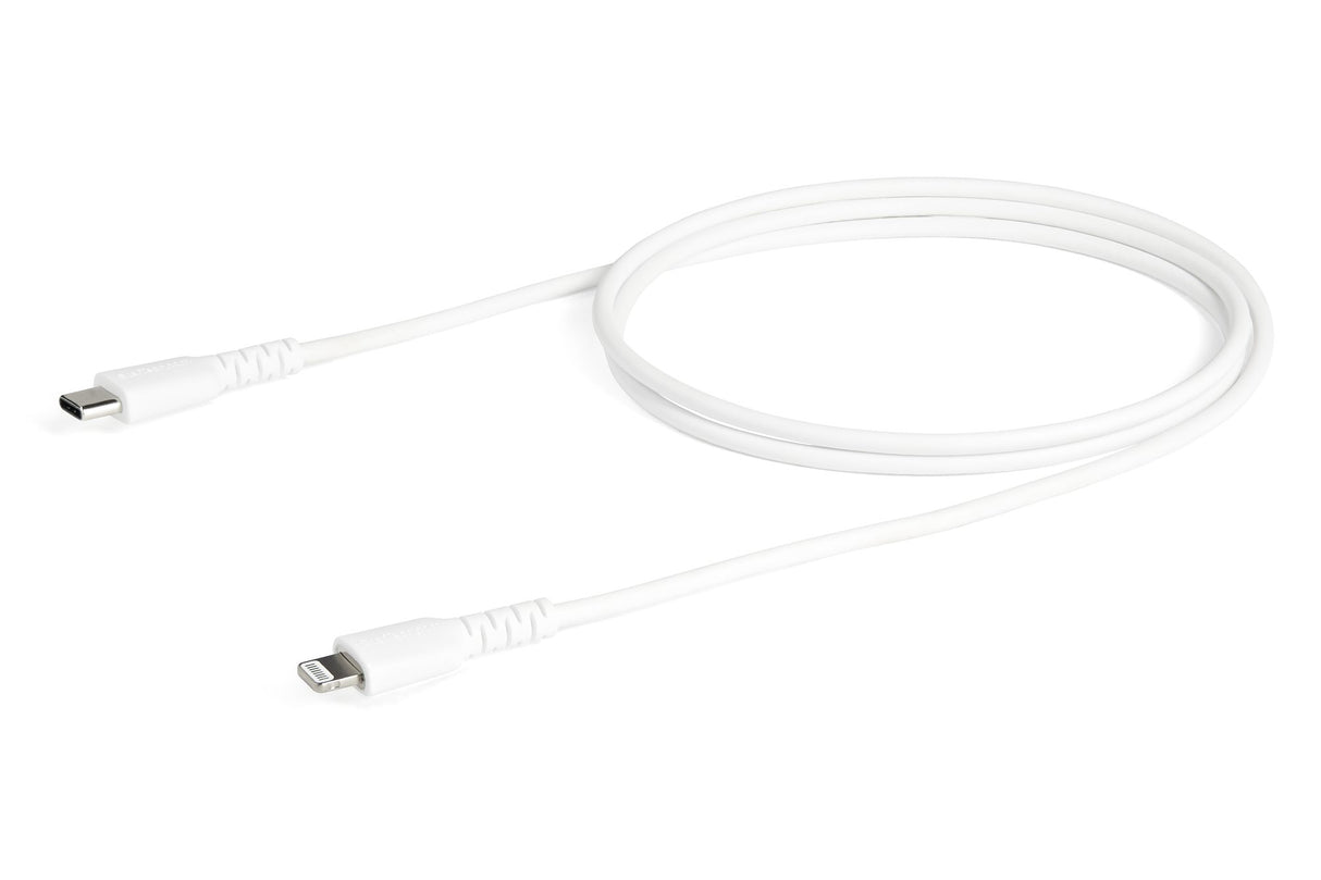 StarTech.com 3 foot (1m) Durable White USB-C to Lightning Cable - Heavy Duty Rugged Aramid Fiber USB Type C to Lightning Charger/Sync Power Cord - Apple MFi Certified iPad/iPhone 12