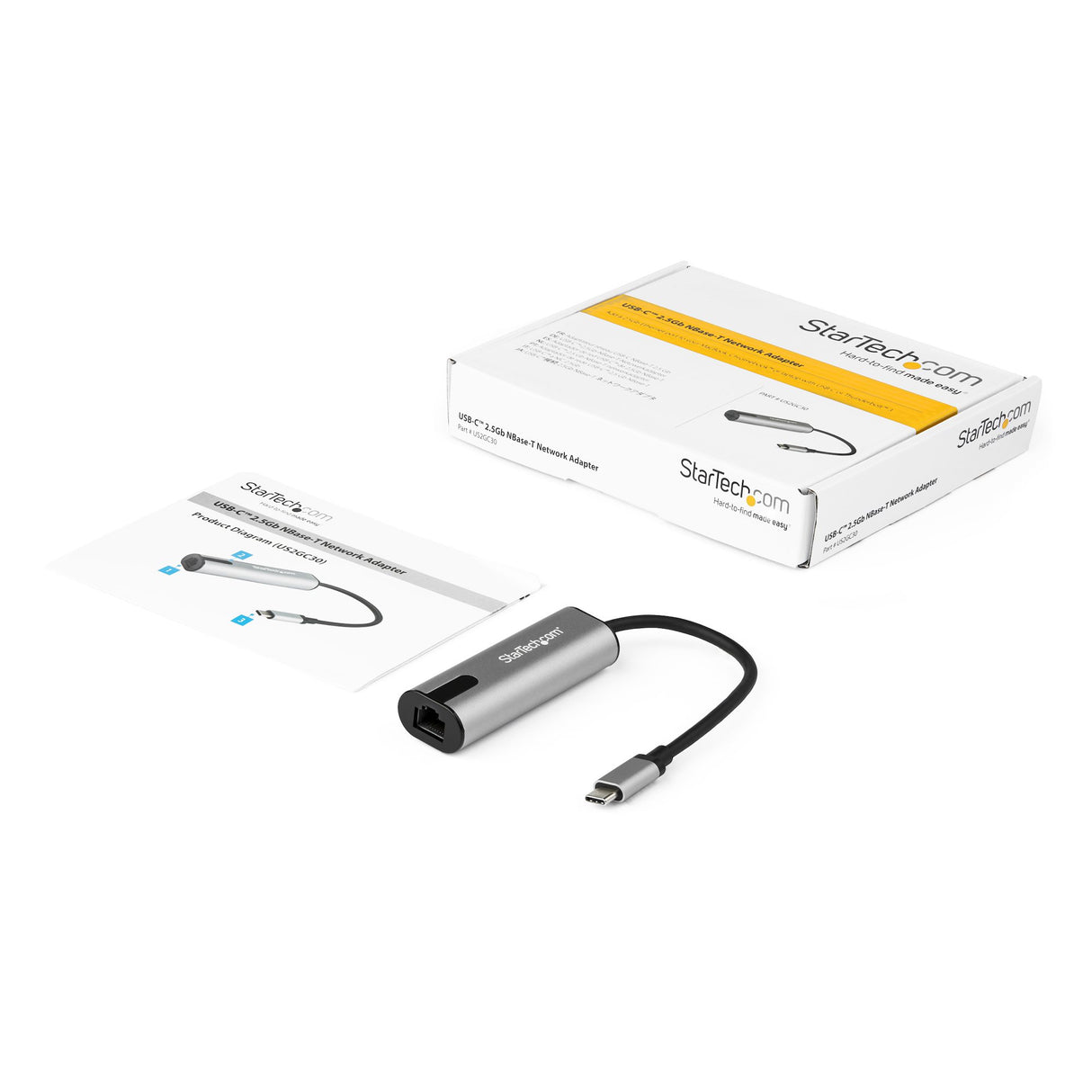StarTech.com 2.5GbE USB C to Ethernet Adapter NBASE-T NIC - USB 3.0 Type C 2.5/1 Gigabit/100 Mbps Multi Speed Network/ USB 3.1 Laptop to RJ45/LAN Thunderbolt 3 Compatible/MacBook Pro Surface