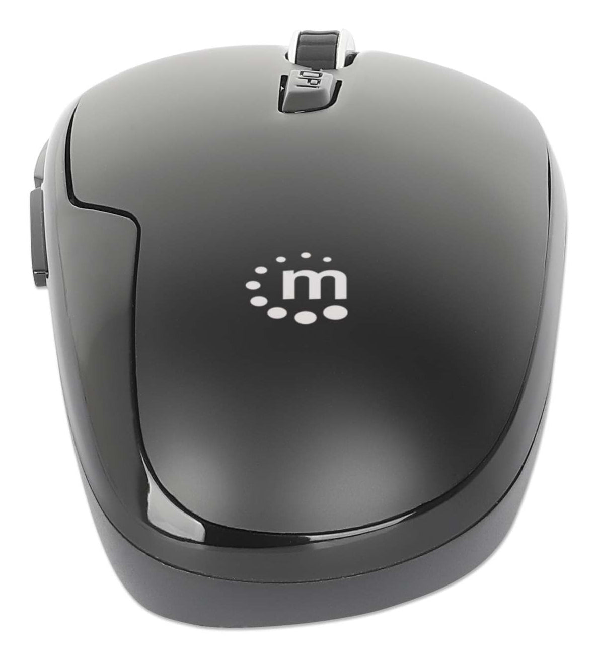 Manhattan USB-A Nano Receiver, Six Buttons with Scroll Wheel, 800/1200/1600 dpi, Wrist-Friendly Contour, Black