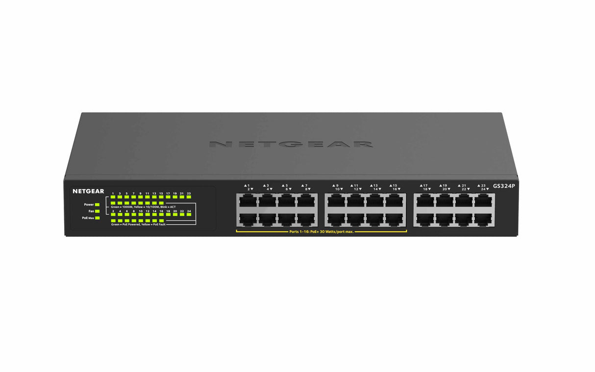 NETGEAR GS324P Unmanaged Gigabit Ethernet (10/100/1000) Power over Ethernet (PoE) 1U Black