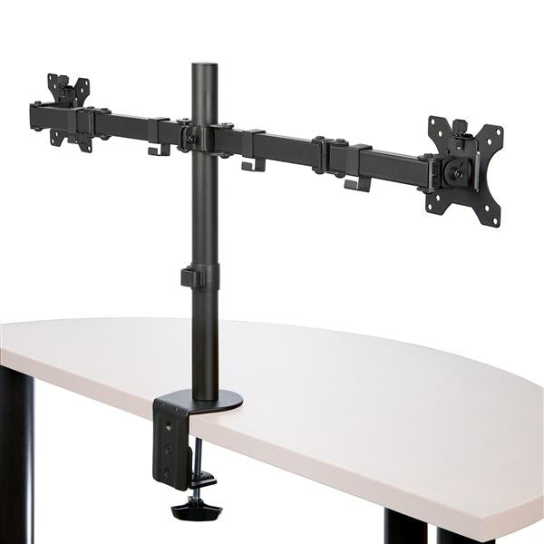 StarTech.com Desk Mount Dual Monitor Arm - Desk Clamp / Grommet VESA Monitor Mount for up to 32" (17.6lb/8kg) Displays - Ergonomic Articulating Monitor Arm - Height Adjustable/Tilt/Swivel/Rotating