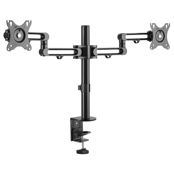 StarTech.com Desk Mount Dual Monitor Arm - Desk Clamp VESA Compatible Monitor Mount for up to 32" (17.6lb/8kg) Displays - Ergonomic Articulating Monitor Arm - Height Adjustable/Tilt/Swivel/Rotating
