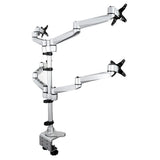 StarTech.com Desk Mount Quad Monitor Arm – Premium Articulating VESA 4 Monitor Mount 2x2 up to 30" (24.8lb/11.3kg) – Ergonomic Height Adjustable Pole Mount - Tilt/Swivel/Rotate - C-Clamp/Grommet - Silver - TAA