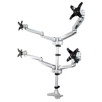 StarTech.com Desk Mount Quad Monitor Arm – Premium Articulating VESA 4 Monitor Mount 2x2 up to 30" (24.8lb/11.3kg) – Ergonomic Height Adjustable Pole Mount - Tilt/Swivel/Rotate - C-Clamp/Grommet - Silver - TAA