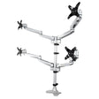 StarTech.com Desk Mount Quad Monitor Arm – Premium Articulating VESA 4 Monitor Mount 2x2 up to 30" (24.8lb/11.3kg) – Ergonomic Height Adjustable Pole Mount - Tilt/Swivel/Rotate - C-Clamp/Grommet - Silver - TAA