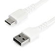 StarTech.com 3ft (1m) USB-A to USB-C Fast Charging Cable, Rugged, Charge & Sync, 3A, USB 2.0, White TPE Jacket and Aramid Fiber - USB Charging Cord