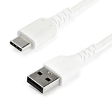 StarTech.com 3ft (1m) USB-A to USB-C Fast Charging Cable, Rugged, Charge & Sync, 3A, USB 2.0, White TPE Jacket and Aramid Fiber - USB Charging Cord