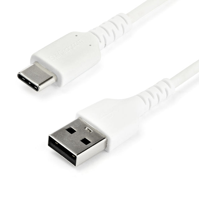 StarTech.com 3ft (1m) USB-A to USB-C Fast Charging Cable, Rugged, Charge & Sync, 3A, USB 2.0, White TPE Jacket and Aramid Fiber - USB Charging Cord