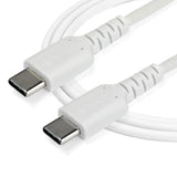 StarTech.com 6.6ft (2m) USB-C Fast Charging Cable, Rugged, Charge & Sync, 60W (3A) PD, USB 2.0, White TPE Jacket and Aramid Fiber - USB C Charging Cord