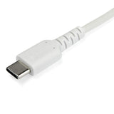 StarTech.com 3ft (1m) USB-C Fast Charging Cable, Rugged, Charge & Sync, 60W (3A) PD, USB 2.0, White TPE Jacket and Aramid Fiber - USB C Charging Cord