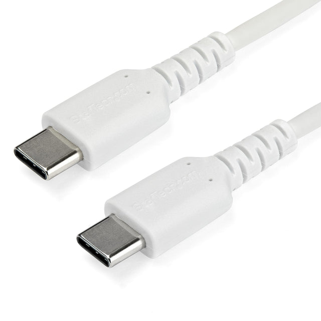 StarTech.com 3ft (1m) USB-C Fast Charging Cable, Rugged, Charge & Sync, 60W (3A) PD, USB 2.0, White TPE Jacket and Aramid Fiber - USB C Charging Cord