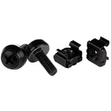 StarTech.com 50-Pack 10-32 12mm Screws, Washers and Square Hole Cage Nuts with Installation Tool, Hardware Mounting Kit for 19" or 10" Server Racks, Cabinets and Enclosures, Black - TAA