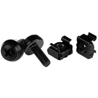 StarTech.com 50-Pack 10-32 12mm Screws, Washers and Square Hole Cage Nuts with Installation Tool, Hardware Mounting Kit for 19" or 10" Server Racks, Cabinets and Enclosures, Black - TAA