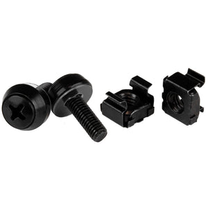 StarTech.com 50-Pack 10-32 12mm Screws, Washers and Square Hole Cage Nuts with Installation Tool, Hardware Mounting Kit for 19" or 10" Server Racks, Cabinets and Enclosures, Black - TAA